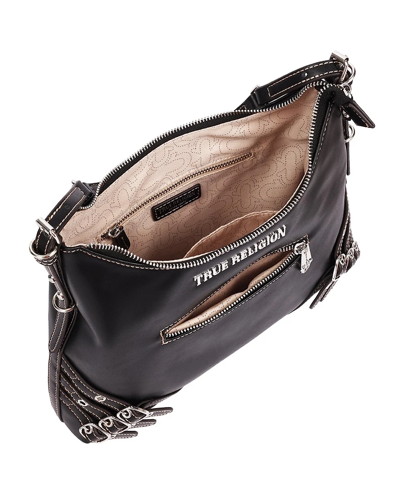 True Religion Women's Triple Straps Large Pu Hobo Bag