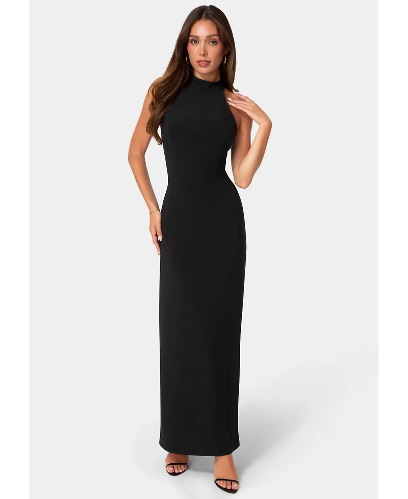 Bebe Women's Halter Lace-Inset Maxi Dress
