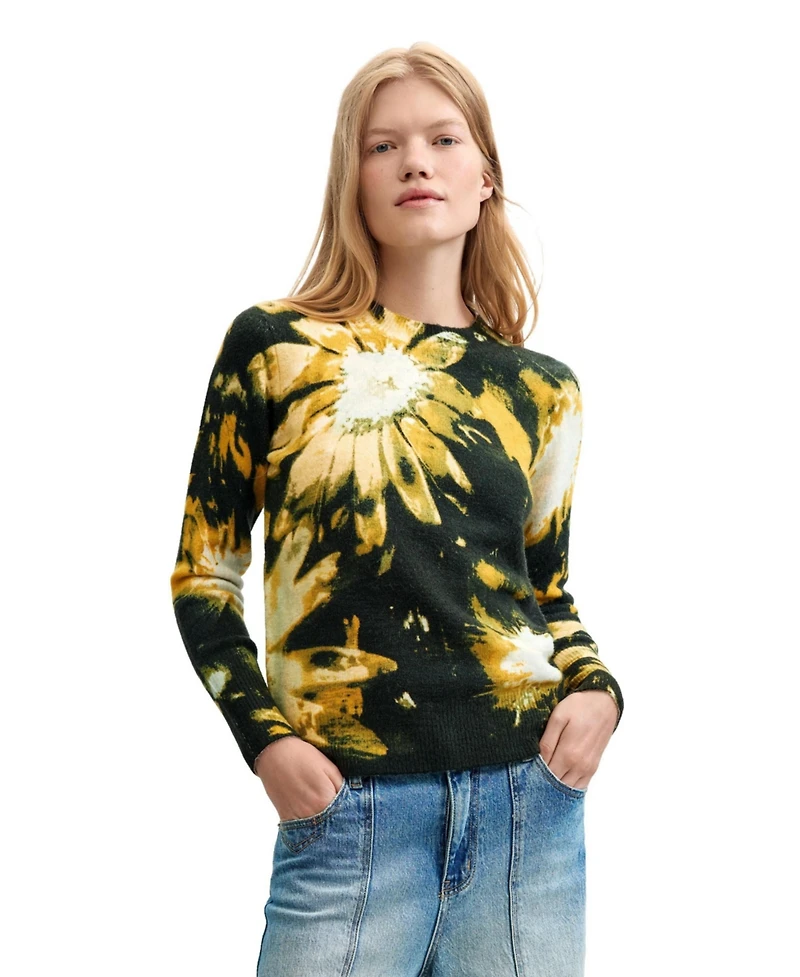 Desigual Women's Floral-Print Crew Neck Sweater