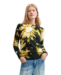 Desigual Women's Floral-Print Crew Neck Sweater