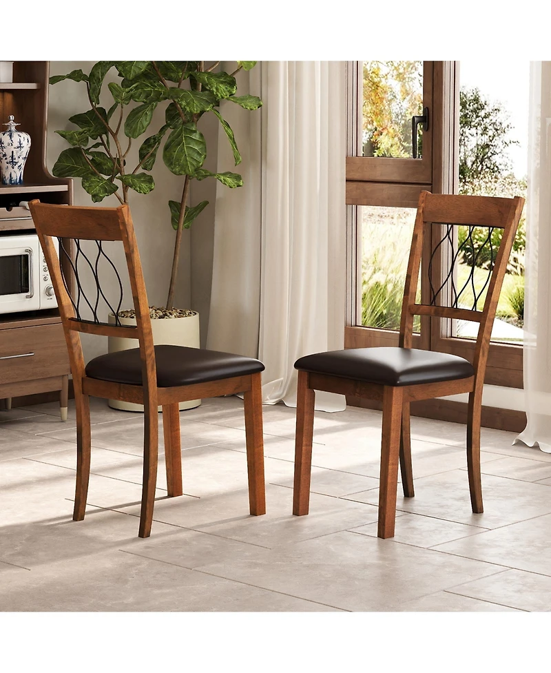 Gymax Fabric Dining Chair Set of With Padded Seat Elegant Backrest for Restaurant