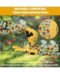 Xdovet Sunflower Gardening Gloves Women Long Thorn Proof Touchscreen