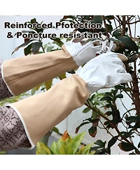 Xdovet Long Gardening Gloves Leather Thorn Proof Durable Heavy Duty