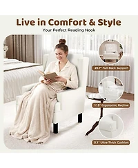 homfan Chenille Wingback Accent Chair with Lumbar Pillow, Mid-Century Modern Reading Chair