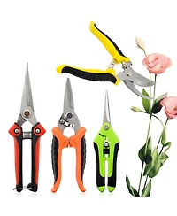 Xdovet Stainless Steel Garden Pruning Shear Set Includes Curved and Straight Blade Models