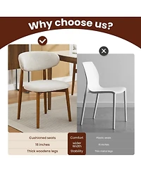 homfan Set of 8 Mid-Century Modern Dining Chairs, Linen Upholstered Seats, Sturdy Wood Legs, Ergonomic, Comfortable, Stylish
