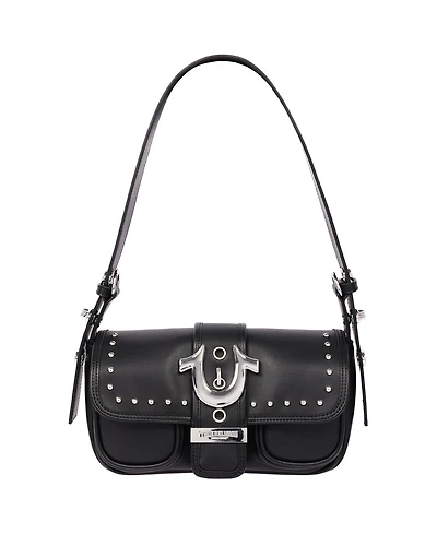 True Religion Women's Smooth Moto Studded Shoulder Bag