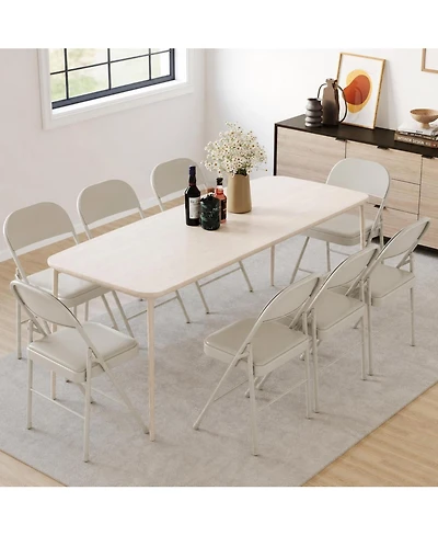 homfan Set of 8 Metal Folding Chairs with Padded Cushion and Back – Durable Steel Frame, Indoor Outdoor Portable Stackable Seat, 350 lb Capacity