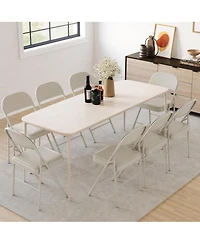 homfan Set of 8 Metal Folding Chairs with Padded Cushion and Back – Durable Steel Frame, Indoor Outdoor Portable Stackable Seat, 350 lb Capacity