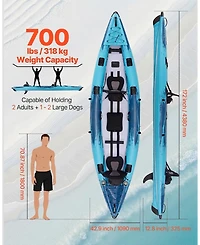 Sevorley 2-Person Inflatable Kayak, 700 lb Capacity with 2 Paddles, Hand Pump and Carry Bag
