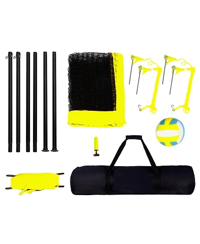 Portable Volleyball Net System with Adjustable Steel Poles and Ball