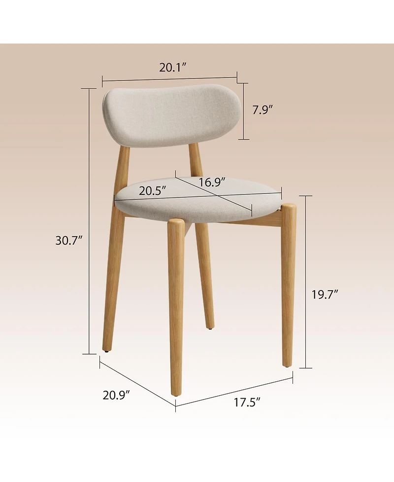 homfan Wooden Dining Chairs Set of 4,Modern Fabric Upholstered Kitchen Chairs with Wood Legs, Farmhouse Side Chairs for Dining Room Kitchen Vanity