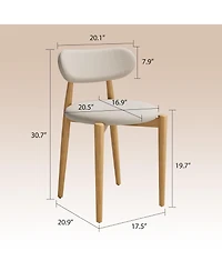 homfan Wooden Dining Chairs Set of 4,Modern Fabric Upholstered Kitchen Chairs with Wood Legs, Farmhouse Side Chairs for Dining Room Kitchen Vanity