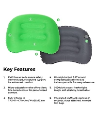 Piscifun Ultralight 90g Inflatable Camping Pillow Ergonomic Support Waterproof Leak Proof Portable Travel