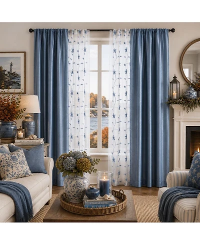 Kate Aurora Jasmine Embroidered 6 Piece Rod Pocket Coordinating Sheer Window Curtain Panels