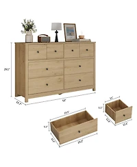 homfan Modern 8 Drawer Bedside Table, Spacious Wooden Storage Chest for Bedroom or Home Office, Elegant Design, Large Capacity