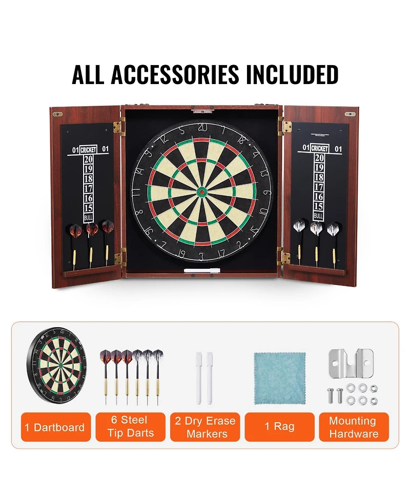 Sevorley Dartboard and Cabinet Set with 18-Inch Sisal Board and 6 Steel Tip Darts