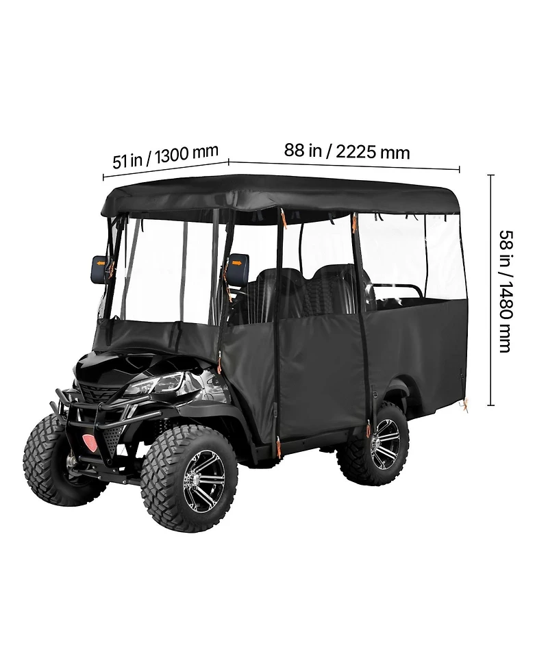 Sevorley Passenger Golf Cart Cover, 420D Oxford with Clear Front and Wind Hooks