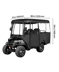 Sevorley Passenger Golf Cart Cover, 420D Oxford with Clear Front and Wind Hooks