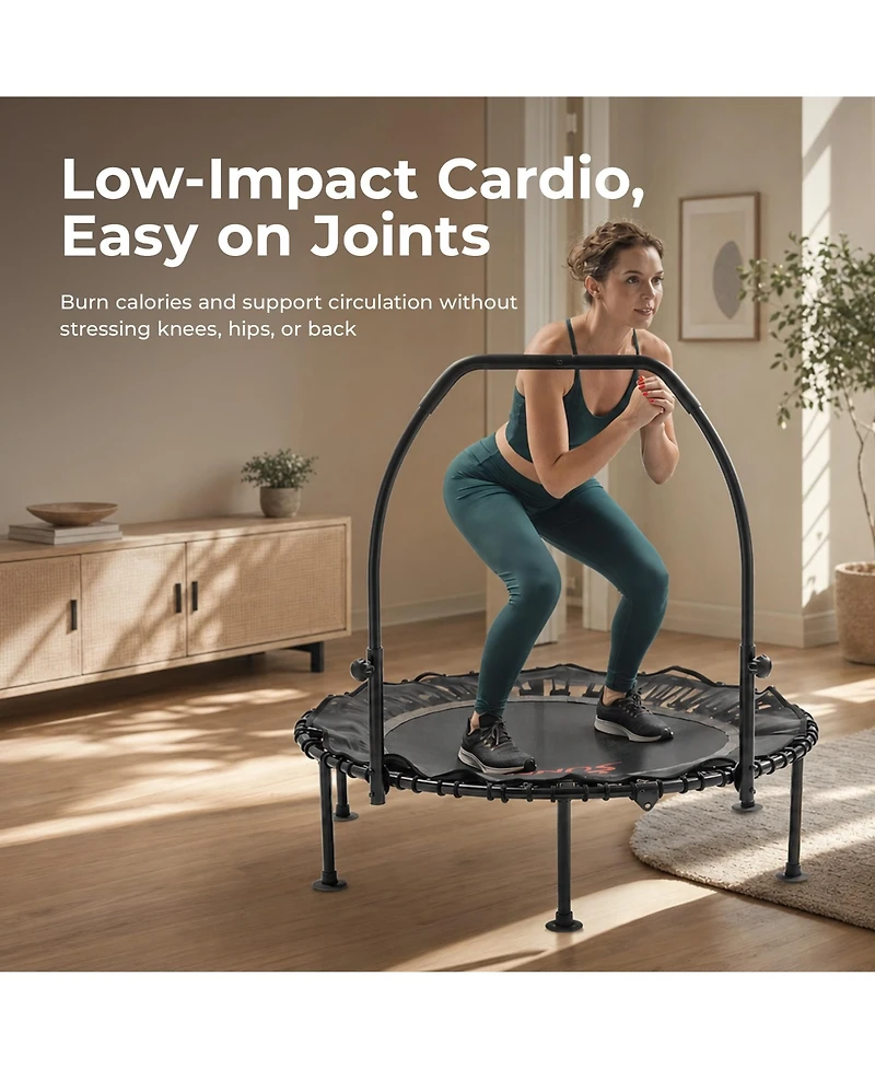 Sunny Health & Fitness Active 48-Inch Fitness Trampoline with Adjustable Handlebar