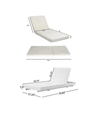 Asagikoiai Adjustable Acacia Wood Outdoor Chaise Lounge with Water-Repellent Cushion