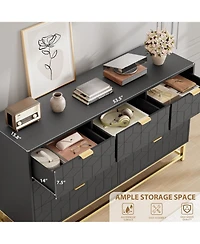homfan 53.5" Wide Dresser for Bedroom, Modern 7 Drawer Organizer Tv Stand and Closet, Large Chest Living Room, Hallway, Entryway