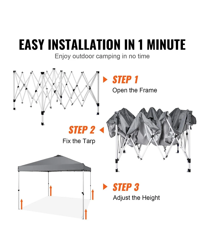 Sevorley Pop Up Canopy Tent, 10 x 10 feet, Waterproof Instant Gazebo with Roller Bag and 4 Sandbags