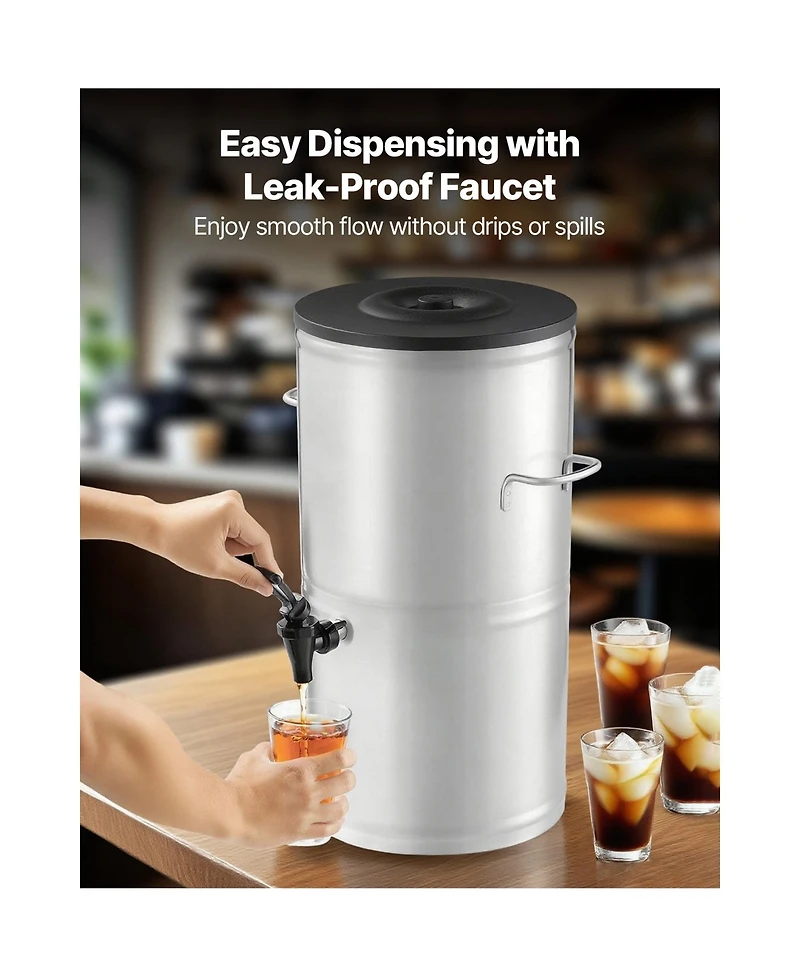 Sevorley Stainless Steel Beverage Dispenser, 4 Gal Iced Tea Dispenser with Spigot and Handle