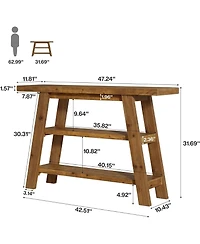 Tribesigns Solid Wood Console Table,47.24" Farmhouse Narrow Entryway Table with 3-Tier Storage Shelves, Table for Hallway, Foyer, Living Room