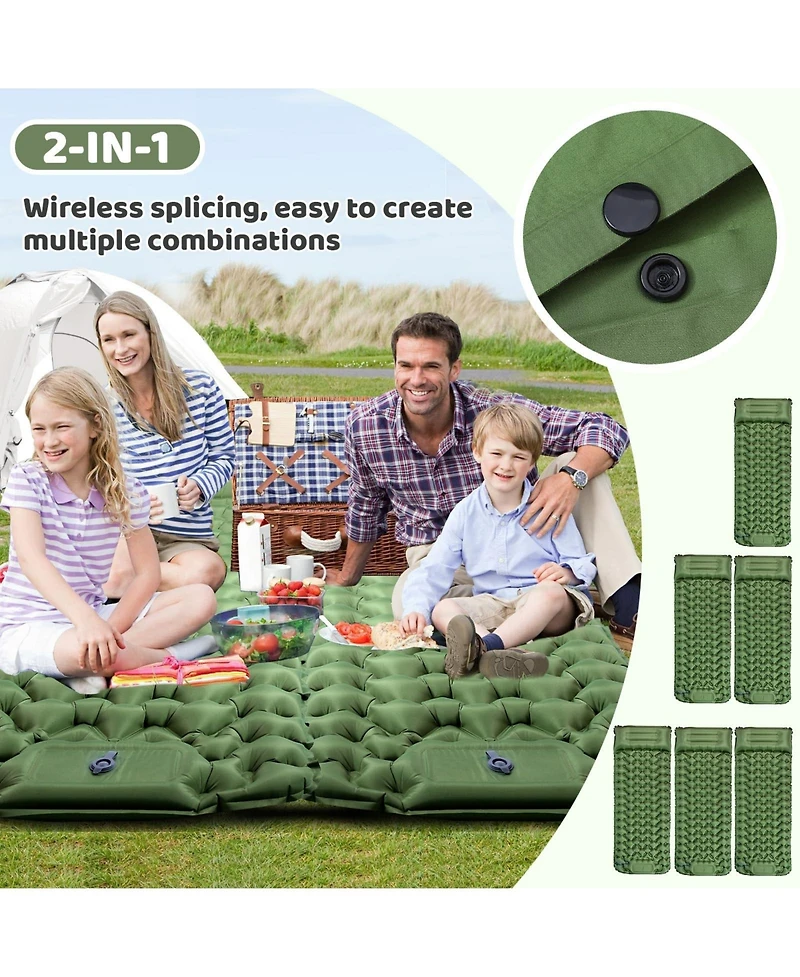 Piscifun Ultralight Camping Sleeping Pad With Built Foot Pump 4 Inch Thick Inflatable Mattress For Hiking Travel