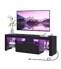 Slickblue Tv Stand with Led Lights and Built-In Power Outlets