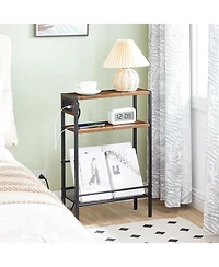 Slickblue Compact Side Table with Charging Station for Living Room or Bedroom
