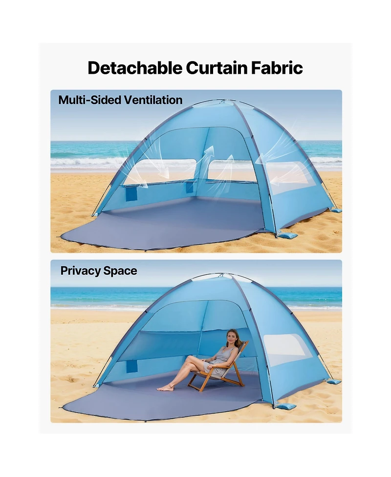 Sevorley 8-Person Beach Tent Sun Shelter with Upf 50+ Canopy and Curtains