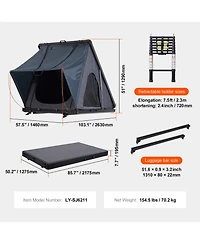 Sevorley Hard Shell Rooftop Tent for 2-3 Person, Aluminum Shell with Telescopic Ladder