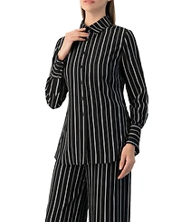 Ivonne Women's Pinstripe Fitted Long-Sleeve Button-Front Shirt