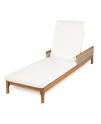 Asagikoiai Acacia Wood Outdoor Chaise Lounge, 4-Position Adjustable Patio Daybed