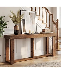 Tribesigns 63-Inch Solid Wood Console Table, Farmhouse Entryway Table with Storage, Narrow Skinny Sofa Table