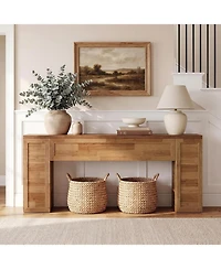 Tribesigns 78.8 Inch Extra Long Console Table for Entryway, Farmhouse Narrow Sofa Table Behind Couch with Warm Patchwork Wood Grain