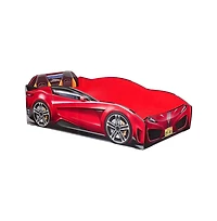 Cilek Kids Room Cilek Spyder Toddle-Size Race Car Bed, Red - Realistic 3D Graphics, License Plate