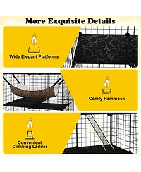 Hongge 3-Tier Indoor Cat Cage Detachable Metal Wire Enclosure with Hammock and Skylight