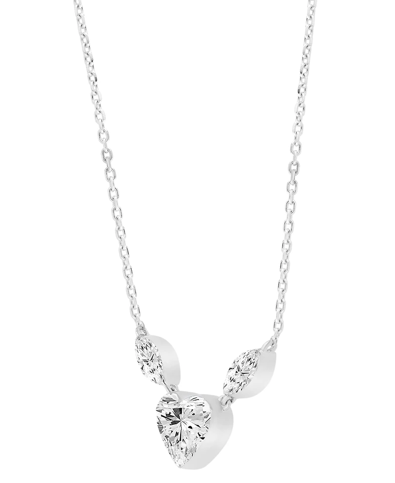 Macy's Lab-Grown 3-Stone Diamond Necklace (2 ct. t.w.) in 14k White Gold