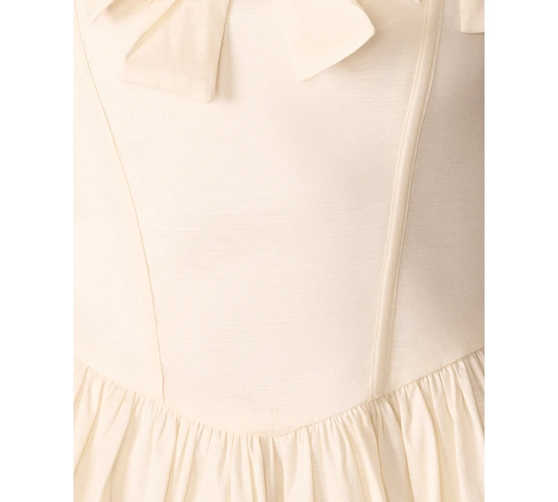 Betsey Johnson Juniors' Oversized-Bow Square-Neck Ruffled-Sleeves Mini Dress