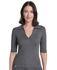 Calvin Klein Women's Collared 3/4-Sleeve Top