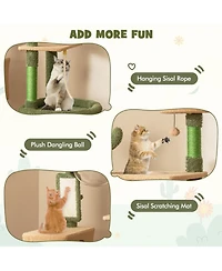 Hongge 59 Inch Multi-Level Cactus Cat Tree with Condo Space Capsule and Sisal Scratching Posts