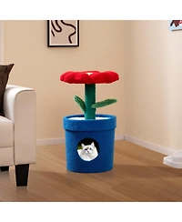 Hongge Potted Plant Cat Tree with Flower Padded Perch and Jute Scratching Posts