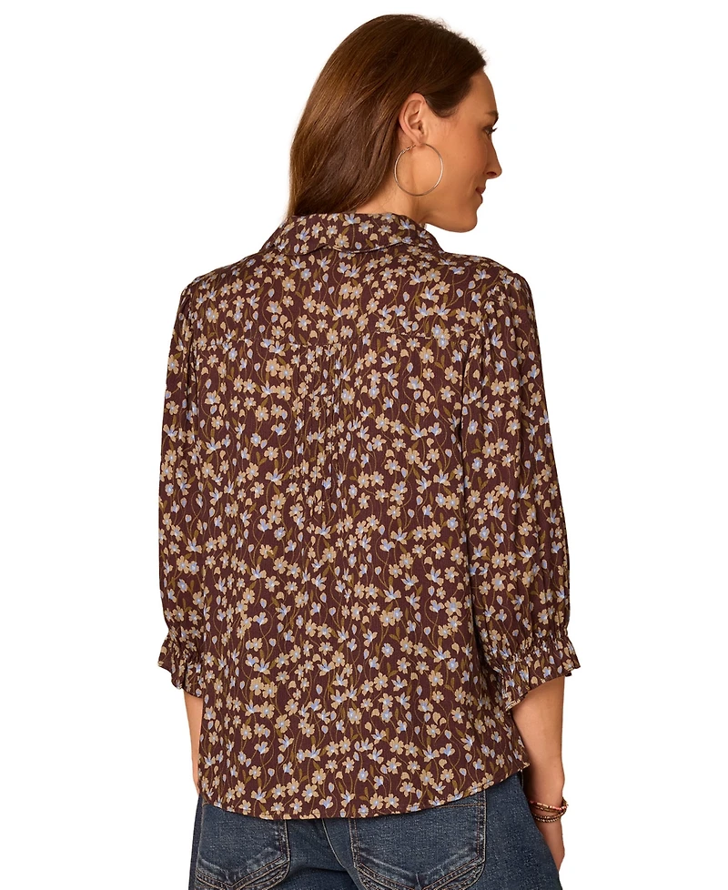 Democracy Petite 3/4-Sleeve Floral Blouse
