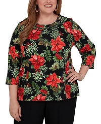 Alfred Dunner Plus Classic Cardinals On Branches Knit Top