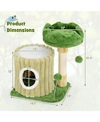 Hongge Compact Cat Tree with Plush Perch Cozy Condo and Sisal Scratching Posts