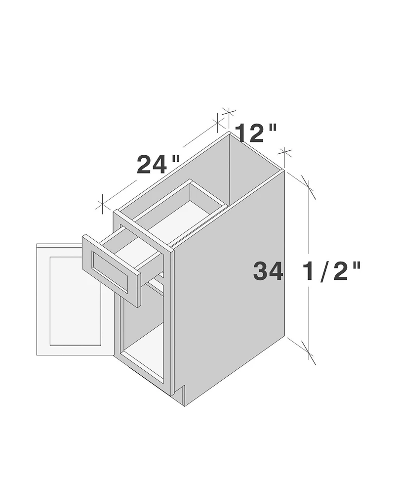 Boyel Living Single Base Cabinet with Full Overlay Hdf Door and Dovetail Drawer