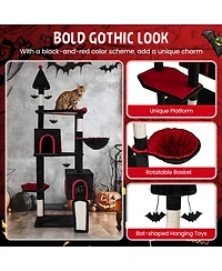 Hongge 75 Inch Gothic Cat Tree 6-Tier Cat Tower with 2 Condos and Top Perch for Large Cats